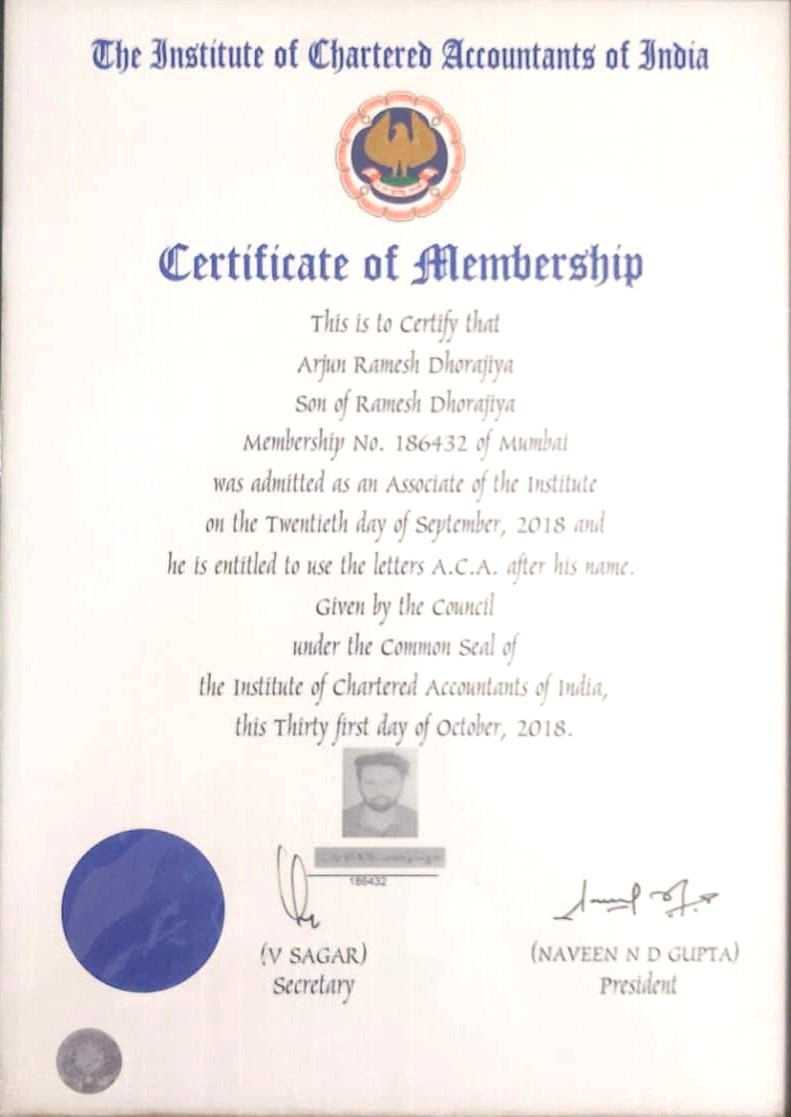 Certificate of Membership 12th September 2018
