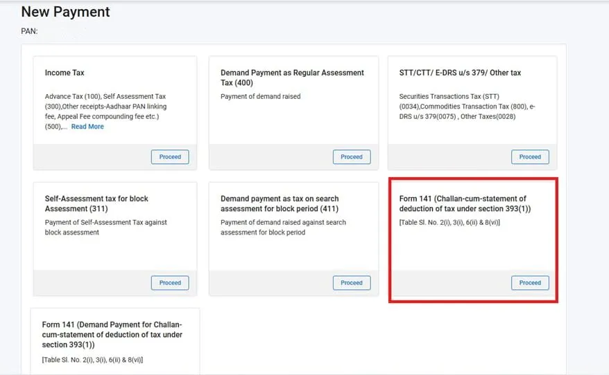 Form 141: New TDS Payment Form